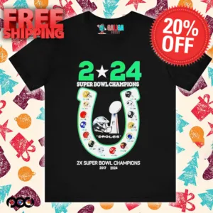 Philadelphia Eagles 2X Super Bowl LIX Champions 2024 shirt