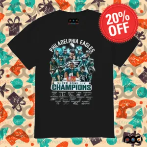 Philadelphia Eagles Majestic Super Bowl LIX Champions Signature 2025 T-Shirt