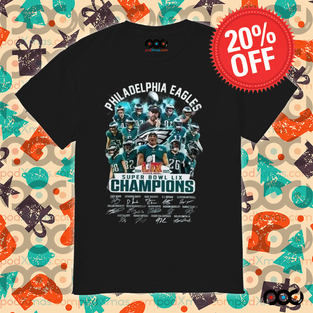 Philadelphia Eagles Majestic Super Bowl LIX Champions Signature 2025 T-Shirt