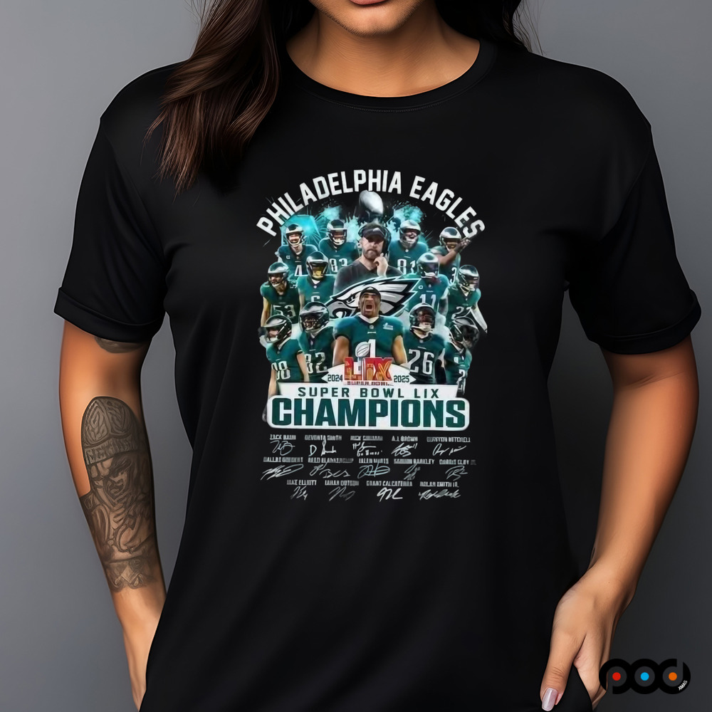 Philadelphia Eagles Majestic Super Bowl LIX Champions Signature 2025 T-Shirt