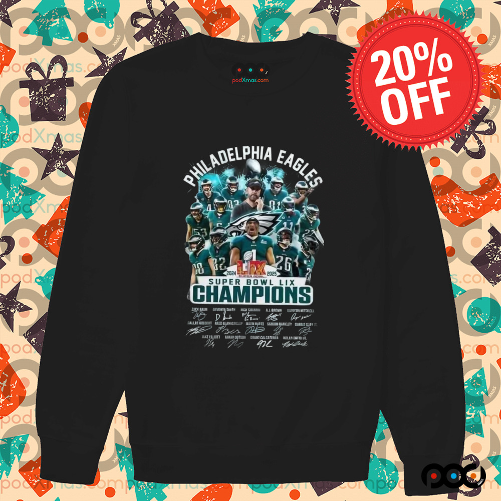 Philadelphia Eagles Majestic Super Bowl LIX Champions Signature 2025 T-Shirt