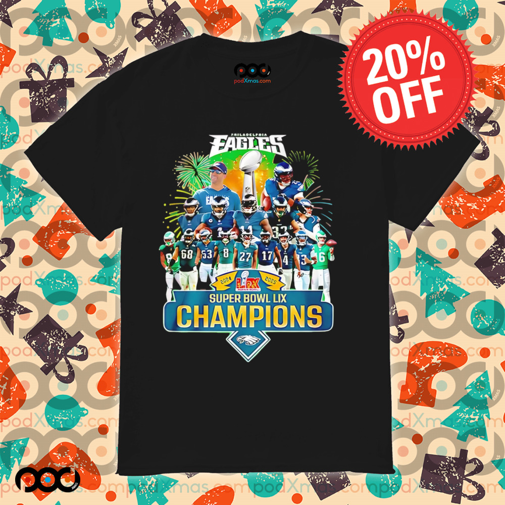 Philadelphia Eagles Superbowl LIX 2025 Champions graphic team players shirt 6 Philadelphia Eagles Superbowl LIX 2025 Champions graphic team players shirt