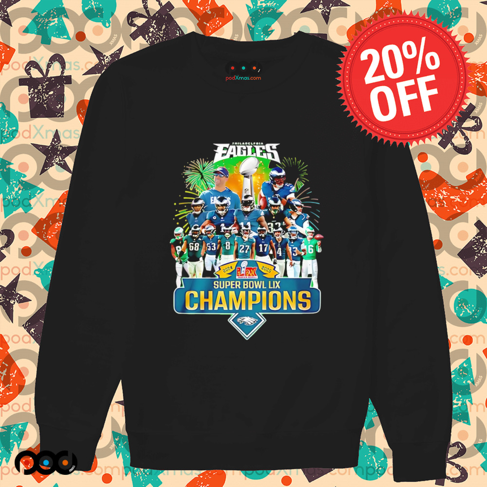 Philadelphia Eagles Superbowl LIX 2025 Champions graphic team players shirt