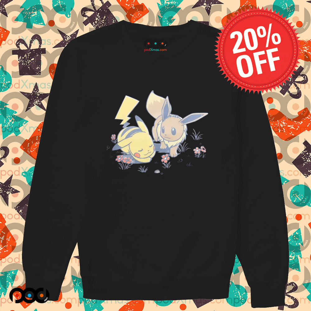 Pokemon Pikachu & Eevee Flowers Skimmer Girls Shirt