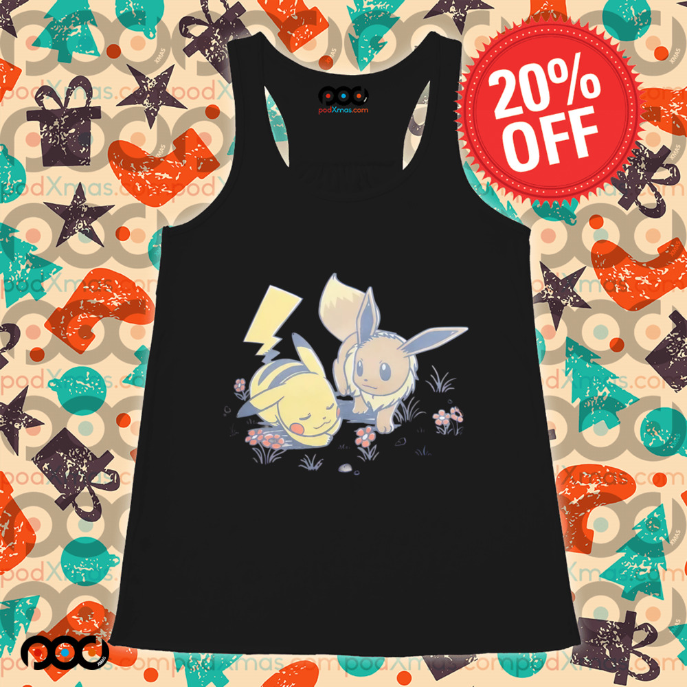 Pokemon Pikachu & Eevee Flowers Skimmer Girls Shirt