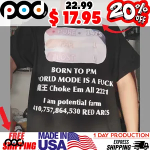Pure 1475 Far 1 Lost 1 Born to PM World Mode Is A Fuck Choke Em All 2221 I am potential farm 410 757 864 530 Red ARCS Shirt