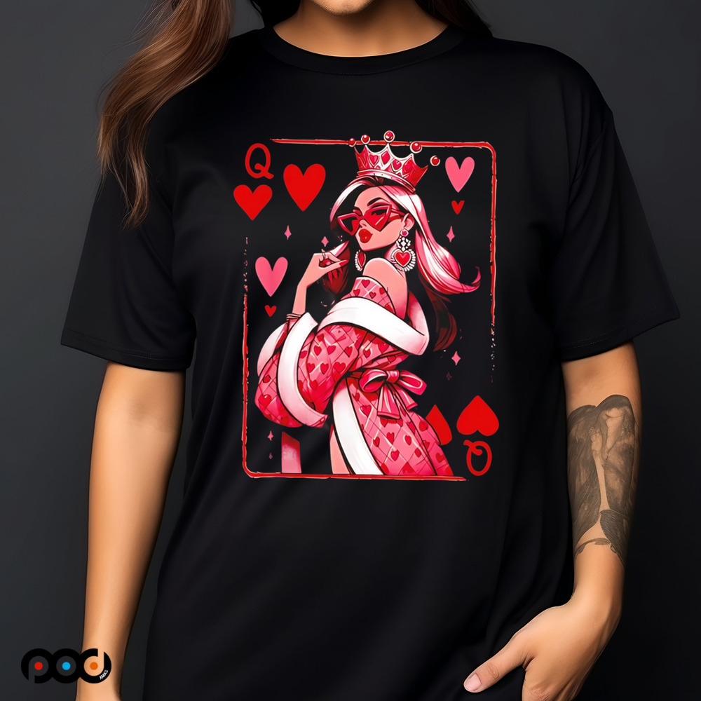 Queen Of Hearts Cute Feminist Playing Card Design shirt