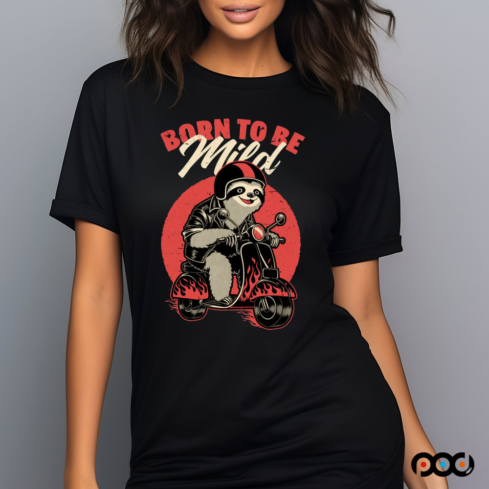 Radical Sloth Biker Born to be Mild Shirt