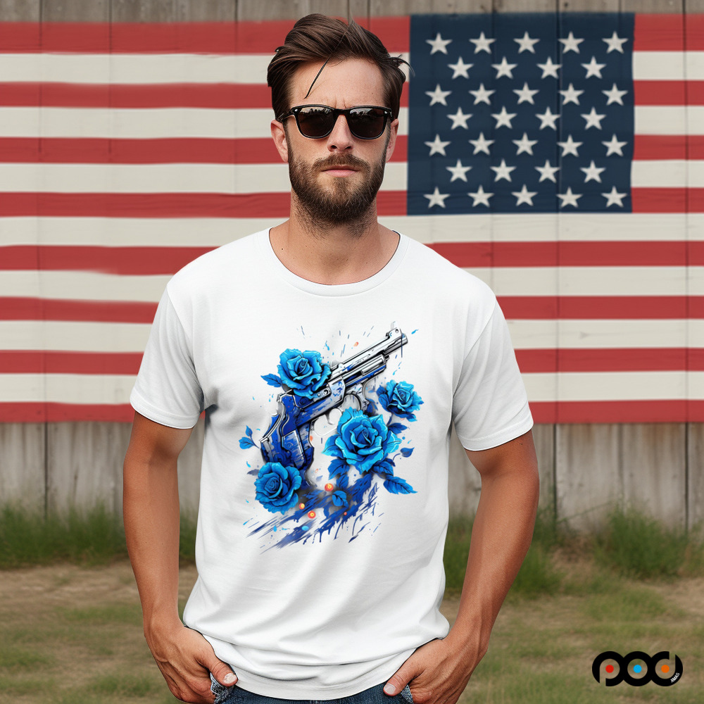 Rose blue with gun shirt