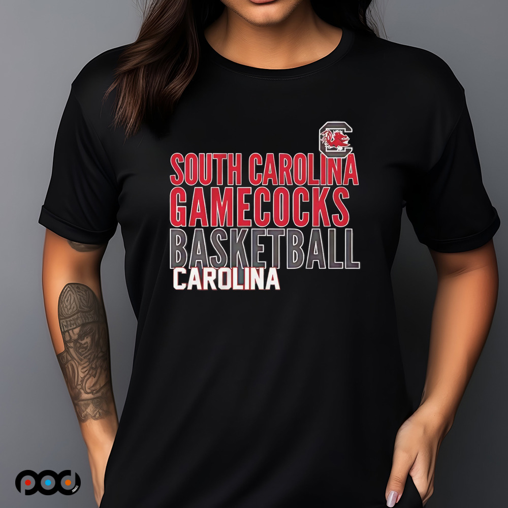 South Carolina Gamecocks basketball text logo overlay shirt