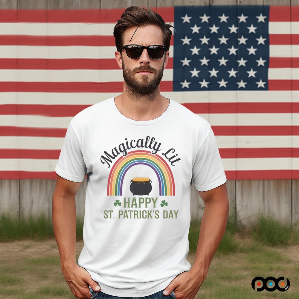 St Patricks Day Magically Lit Happy St Patrick day rainbow Irish Humor Shirt