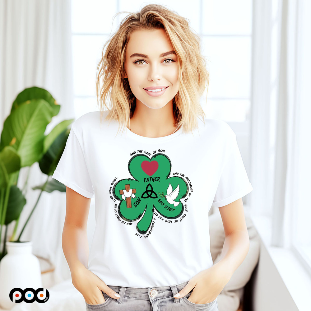 Trinity Clovers St. Patrick's Day Christian Washed Shirt