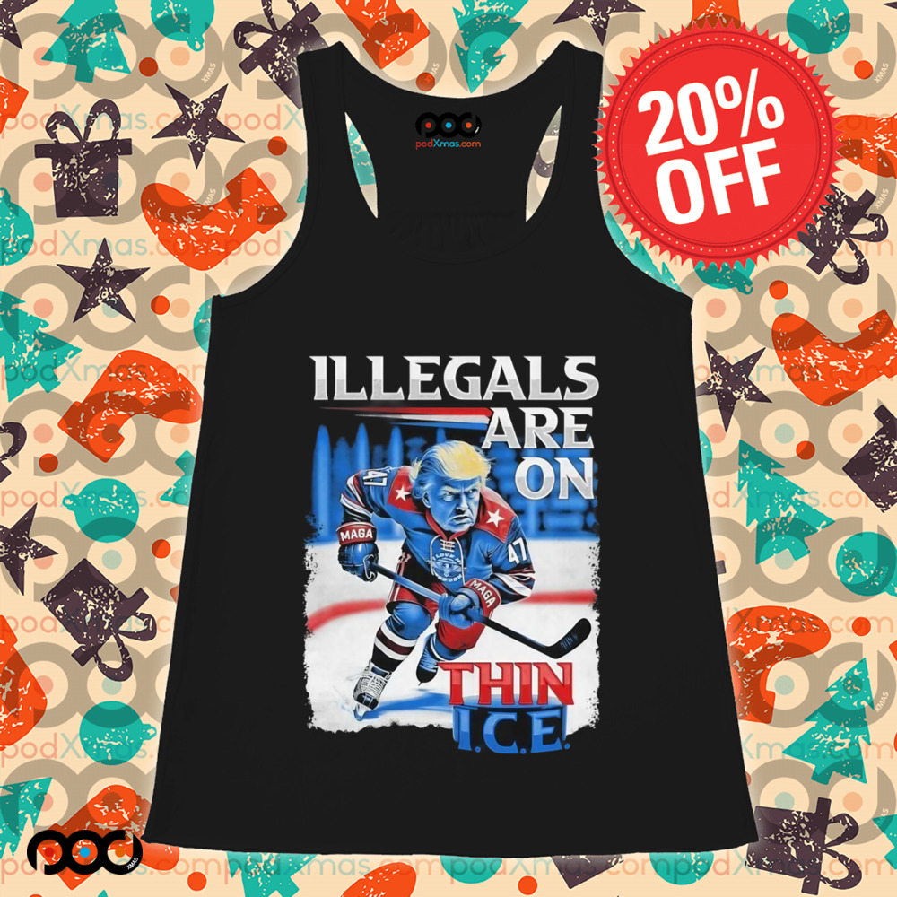 Trump 47 Maga Hockey Illegals Are On Thin Ice Shirt