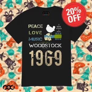 Woodstock 1969 Peace Love Music 3 days of Peace and Music Shirt