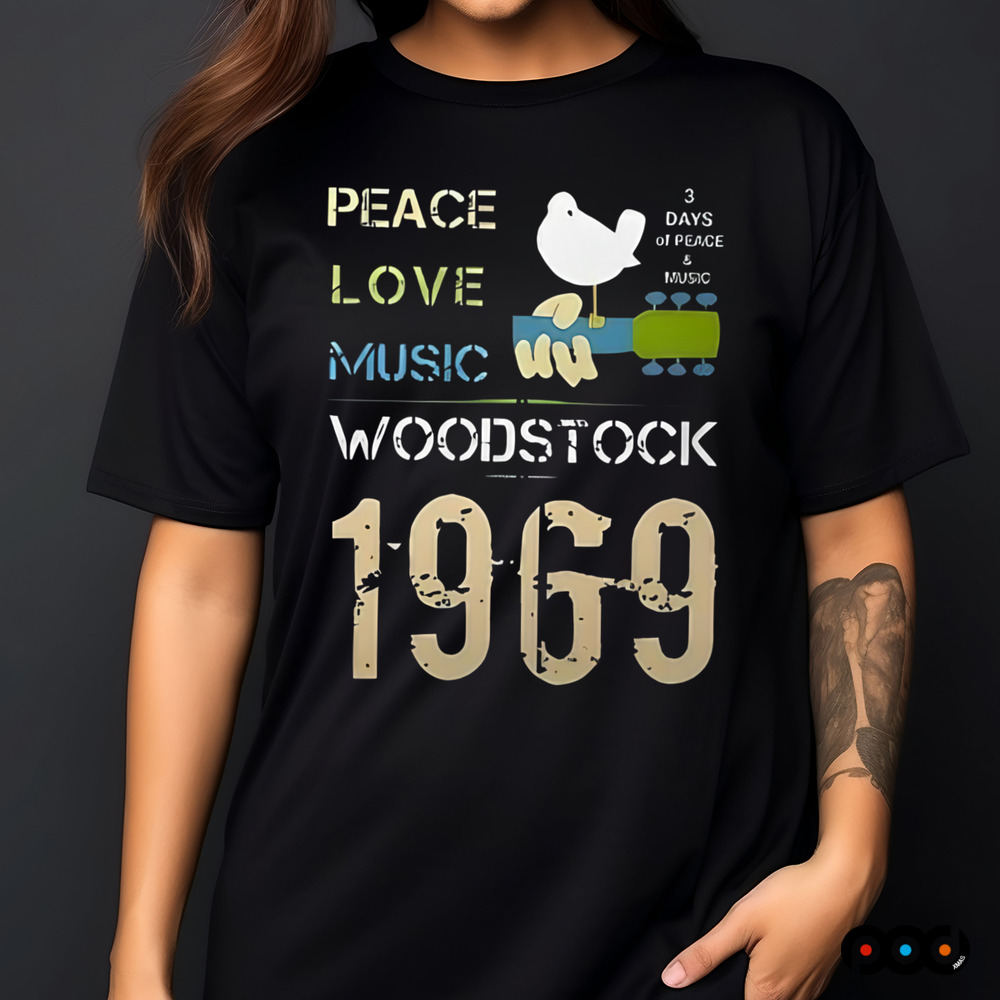 Woodstock 1969 Peace Love Music 3 days of Peace and Music Shirt