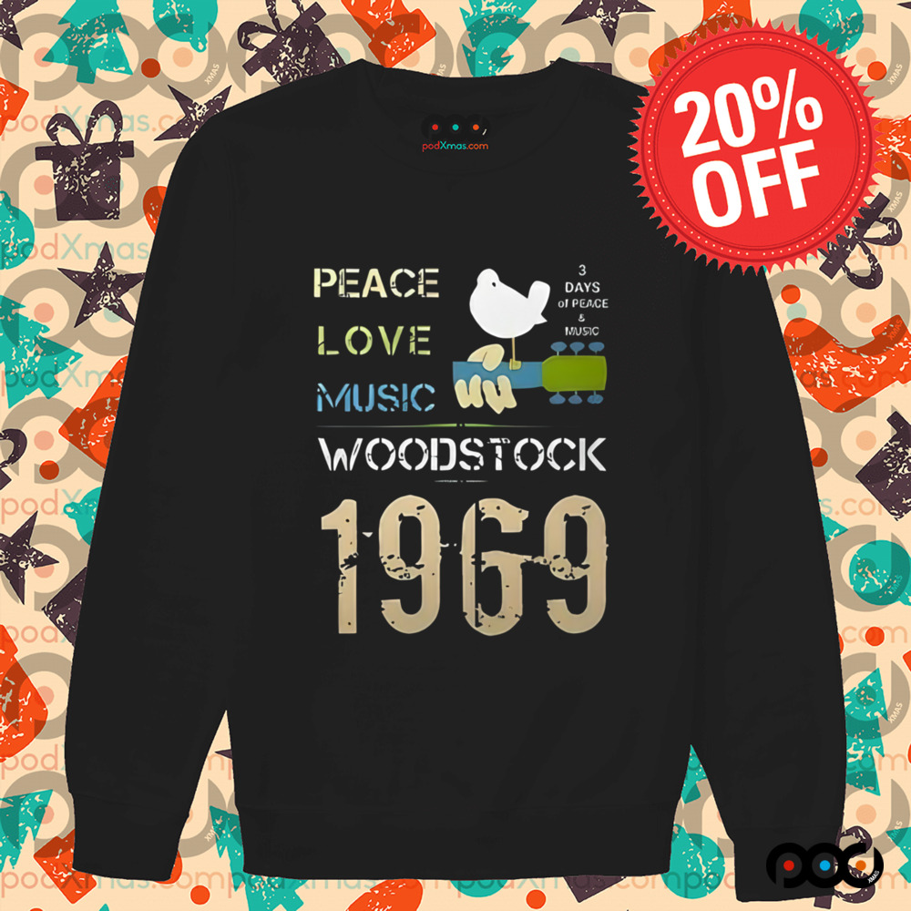 Woodstock 1969 Peace Love Music 3 days of Peace and Music Shirt