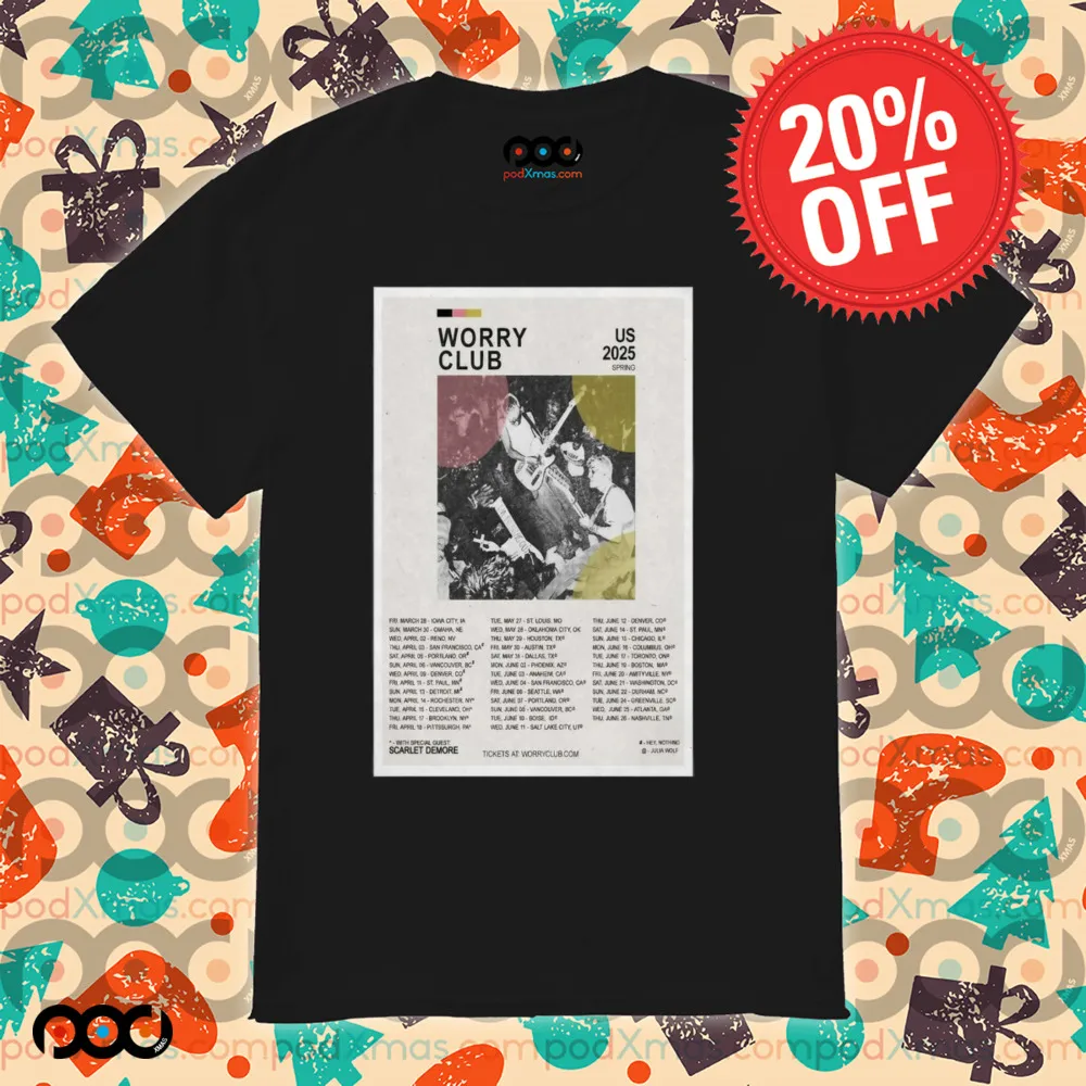 Worry Club Spring US 2025 Tour Poster Shirt