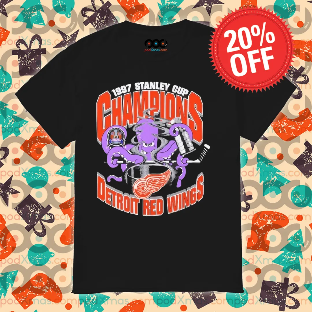 1997 Stanley Cup Champions Detroit Red Wings Octopus Shirt