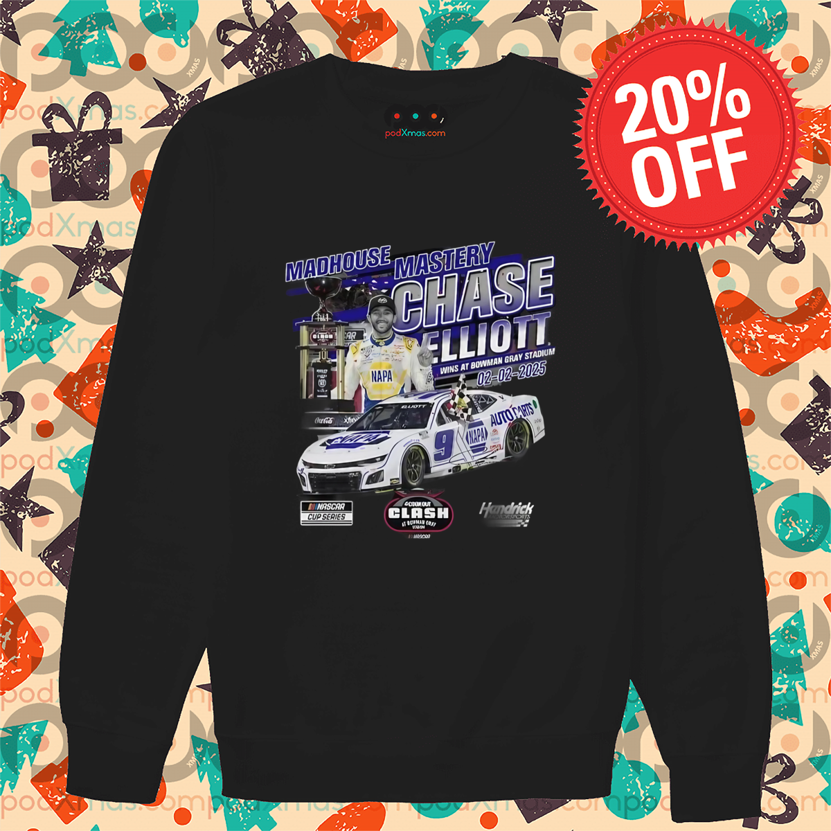 Chase Elliott 2025 Cook Out Clash At Bowman Gray Race Winner Shirt