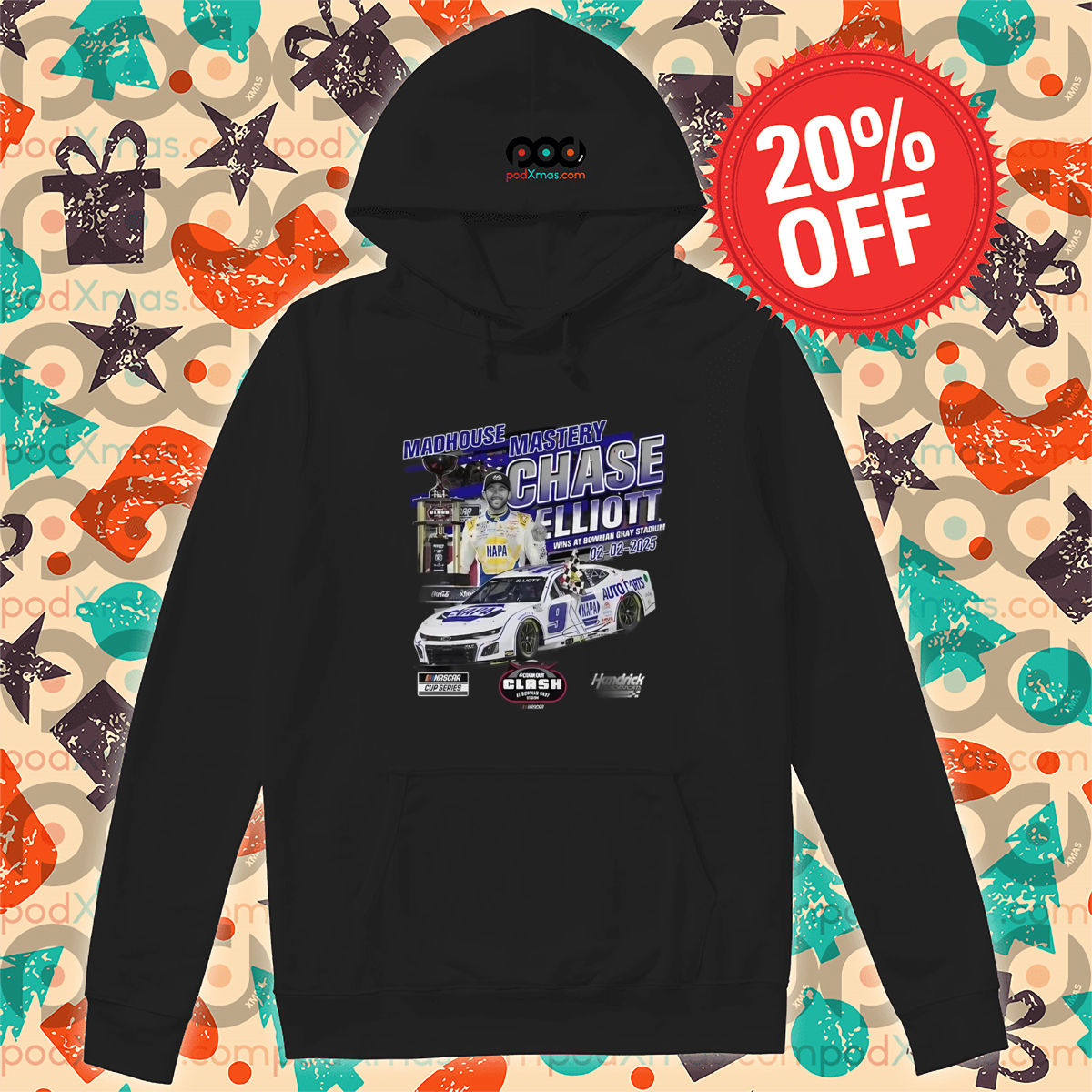 Chase Elliott 2025 Cook Out Clash At Bowman Gray Race Winner Shirt
