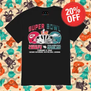 Kansas City Chiefs With Philadelphia Eagles Super Bowl LIX Caesars Superdome February 9 2025 Helmets Shirt