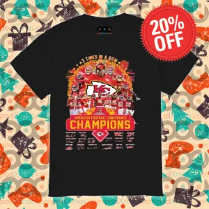 3 Times In A Row Afc Champions 2024 2025 Kansas City Chiefs Shirt