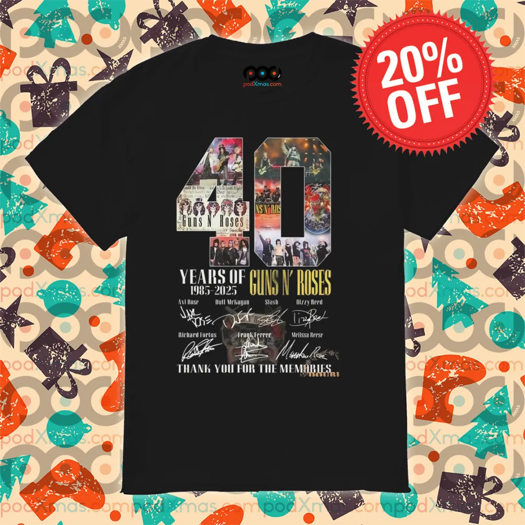 40 Years Of 1985 2025 Guns N Roses Thank You For The Memories Signatures Shirt