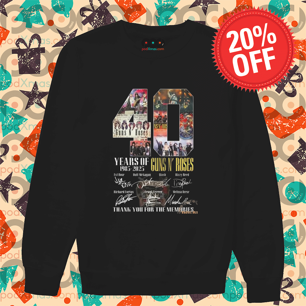 40 Years Of 1985 2025 Guns N Roses Thank You For The Memories Signatures Shirt