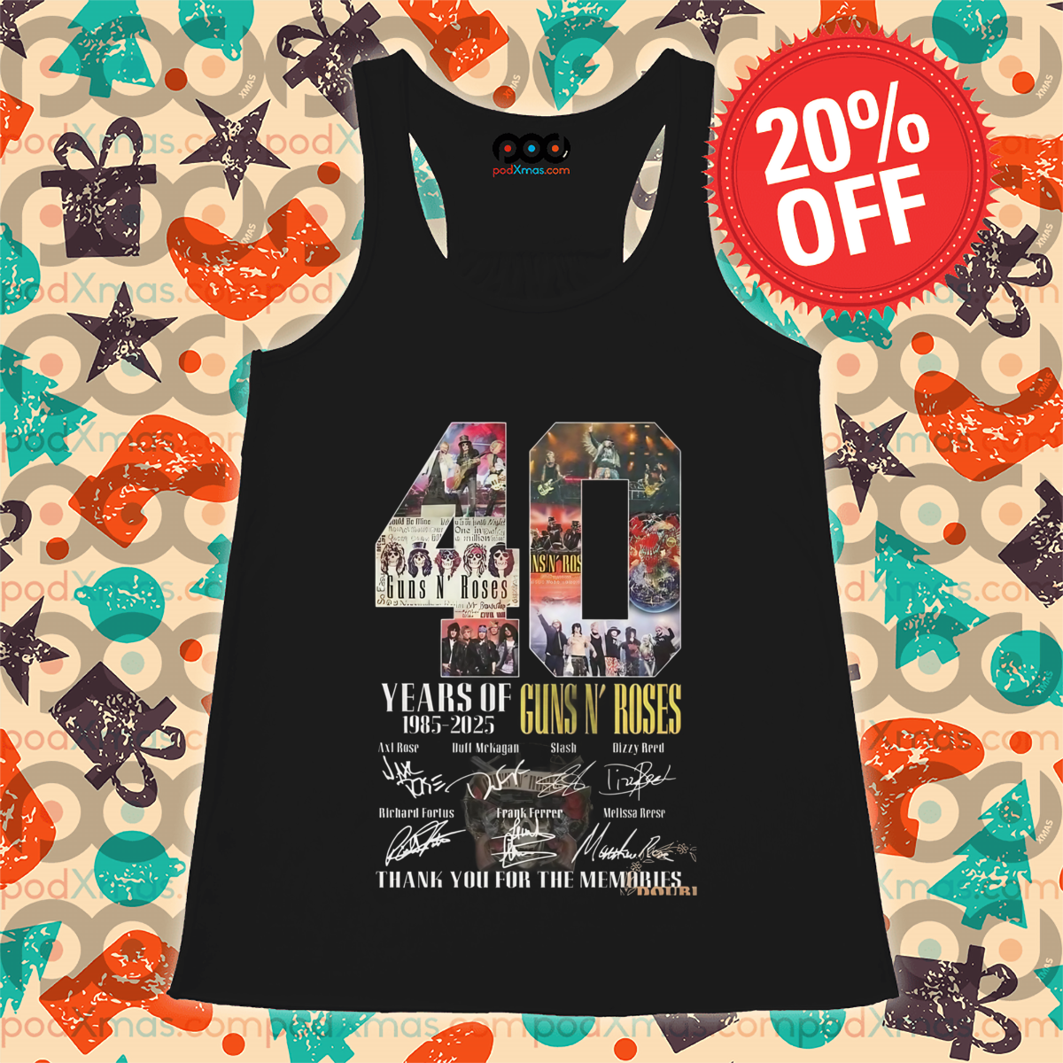 40 Years Of 1985 2025 Guns N Roses Thank You For The Memories Signatures Shirt