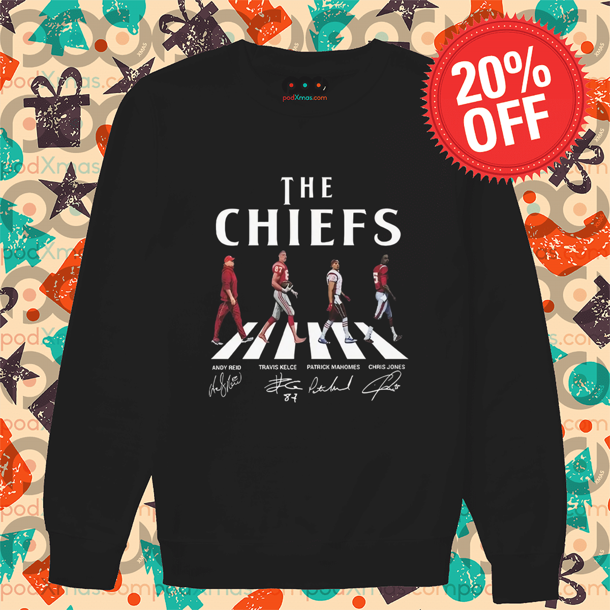 Chiefs Walking Abbey Road Andy Reid Travis Kelce Patrick Mahomes Chris Jones Signatures Shirt