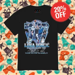 Number 77 Luka Doncic X Dallas Mavericks NBA 2018 2025 Thank You For The Magic 77 Signature Shirt