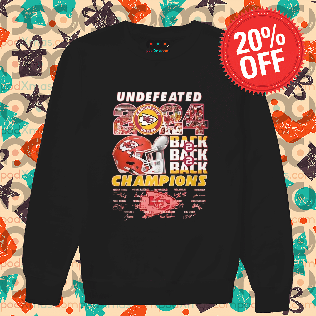 Undefeated 2024 Back 2 Back 2 Back Champions Kansas City Chiefs NFL Signatures Shirt