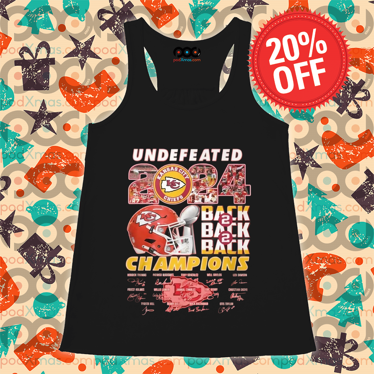 Undefeated 2024 Back 2 Back 2 Back Champions Kansas City Chiefs NFL Signatures Shirt