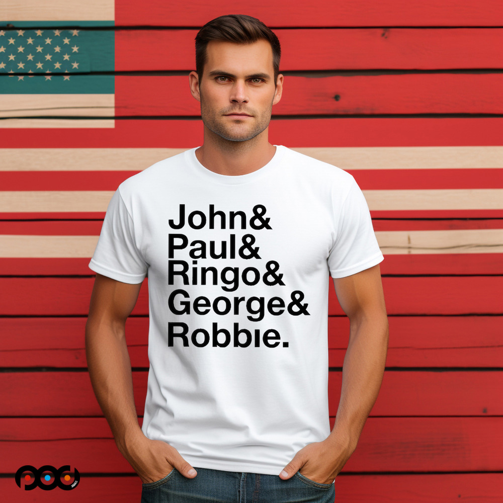 Robbie Williams Wearing John Paul Ringo George Robbie 2025 Shirt