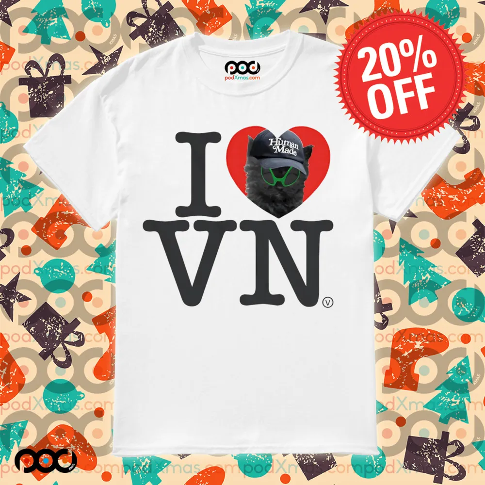 I Love VN human made black cat shirt