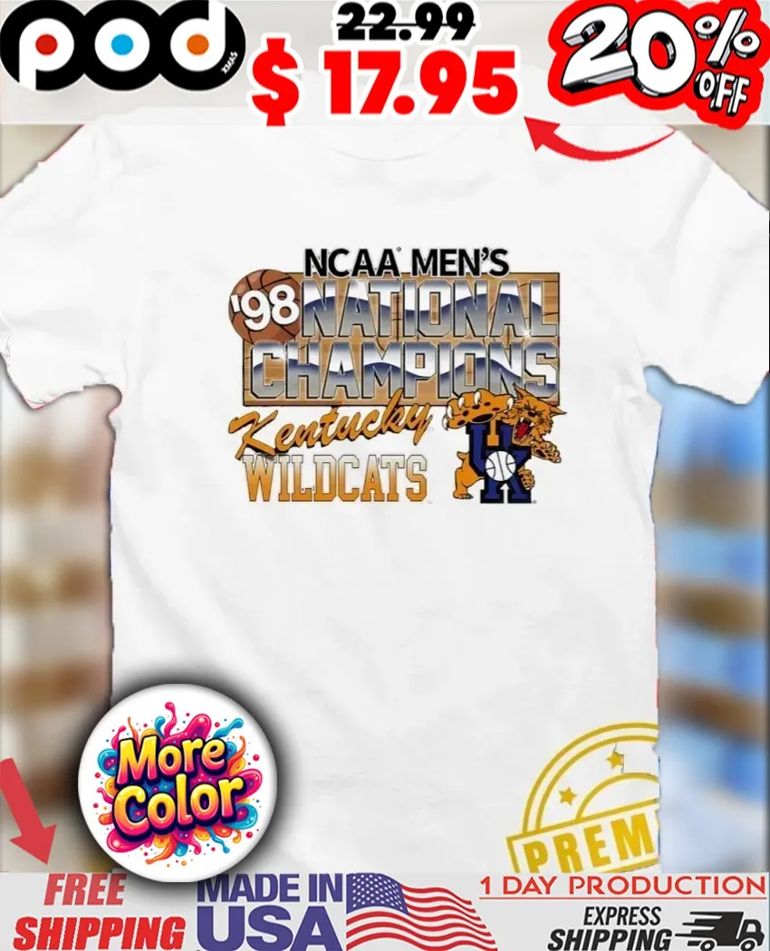 1998 NCAA Kentucky Wildcats NCAA Men’s Basketball National Champions Mascot shirt