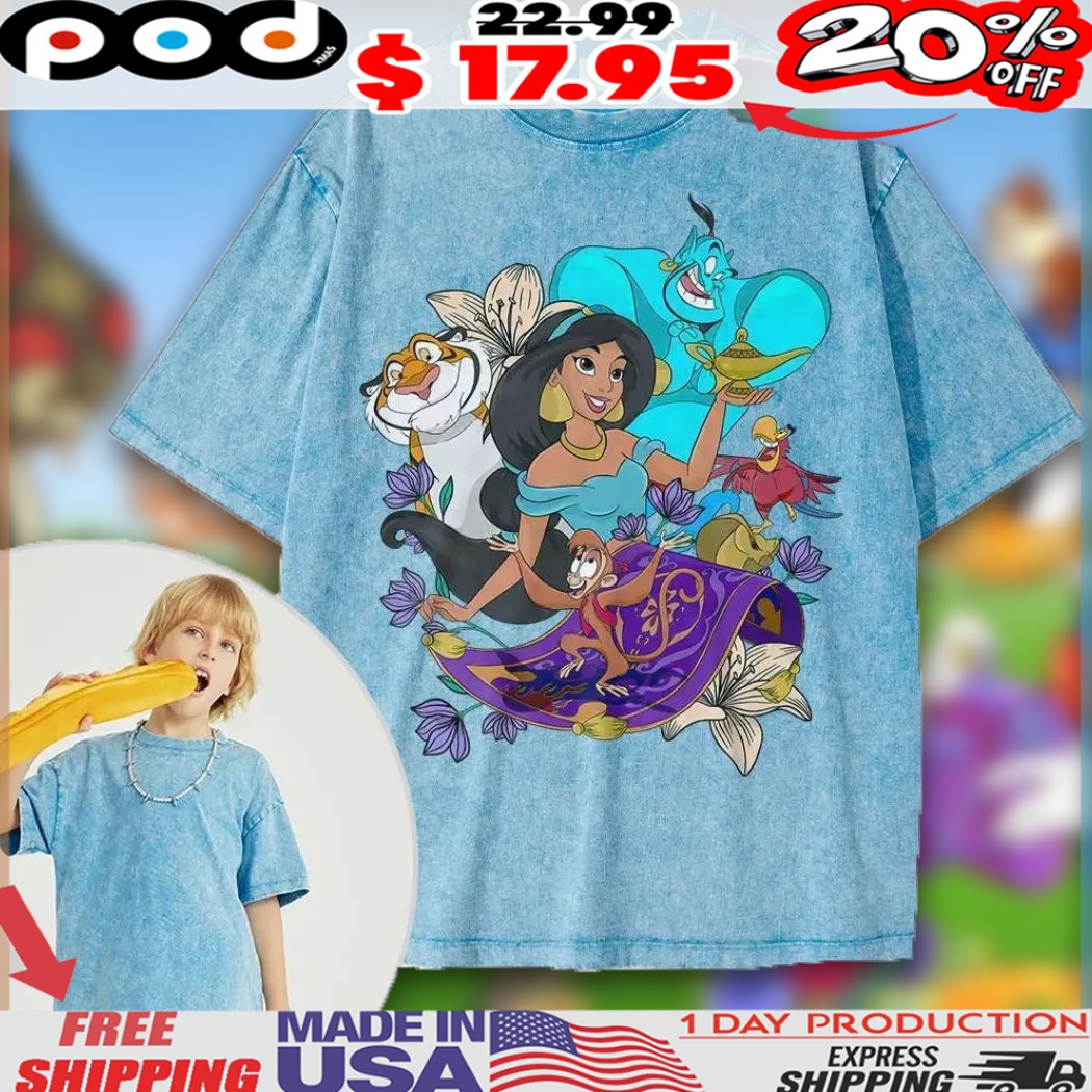 Aladdin Jasmine Magic Carpet Animated Kids Vintage Shirt