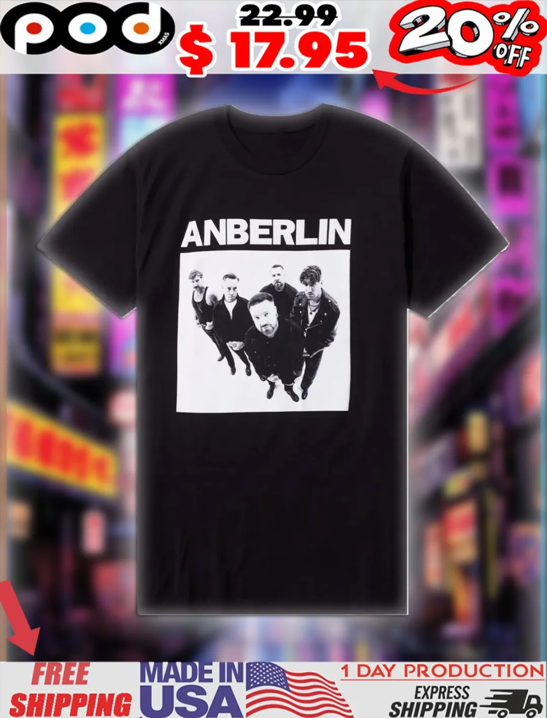 Anberlin Black & White Group Photo Vintage Shirt