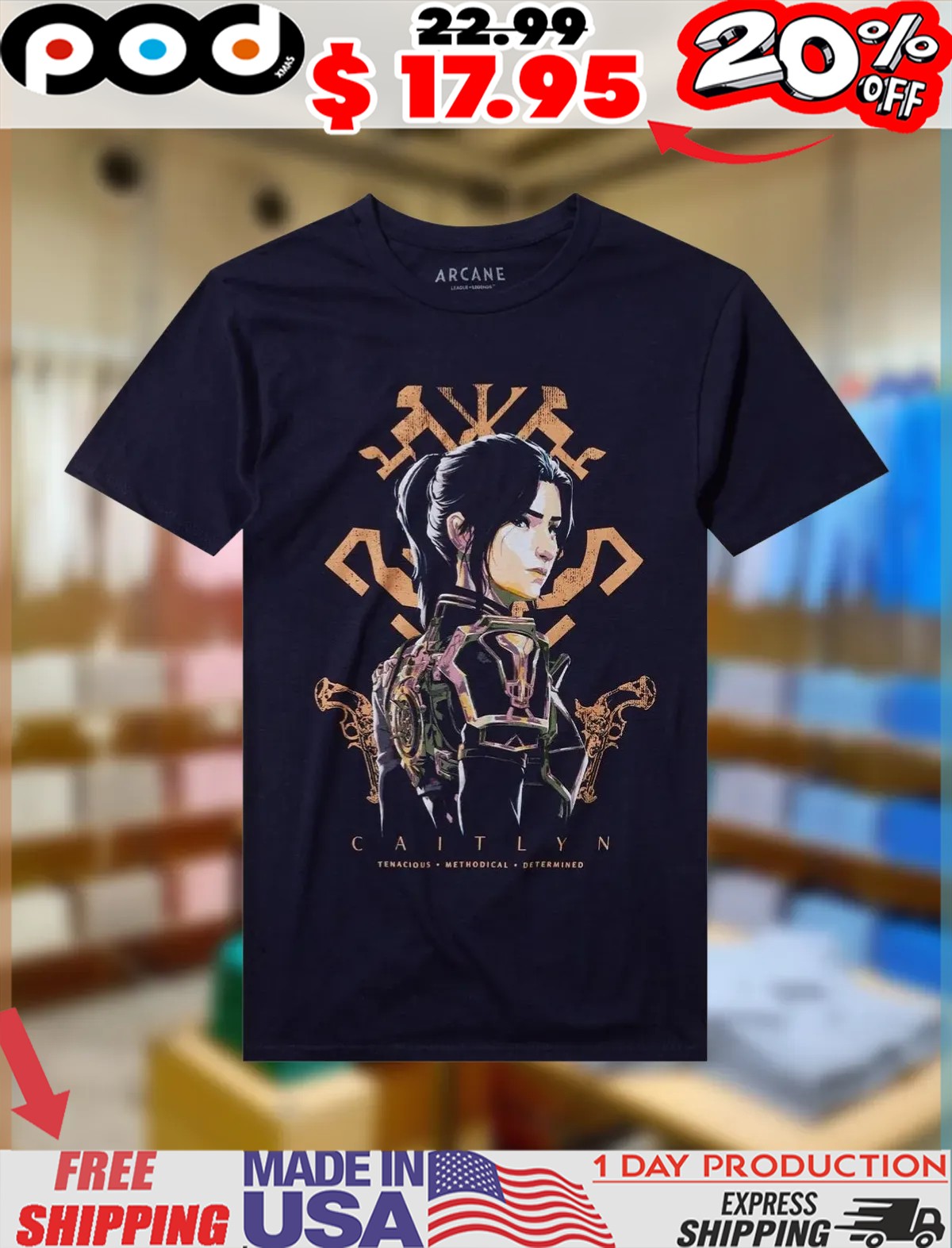 Arcane Caitlyn Tenacious Methodical Determi Profile Shirt Arcane Caitlyn Tenacious Methodical Determi Profile Shirt