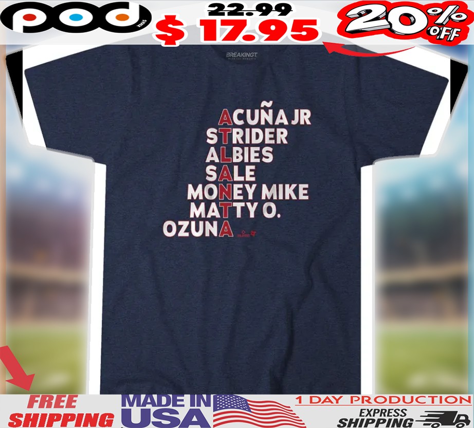Atlanta Braves Baseball Names Acuna Jr Strider Albies Sale Money Mike Matty O Ozuna 2025 Shirt