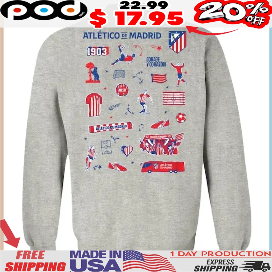Atletico de Madrid Vive La Fete Women's Impressions Artwork Pullover Shirt