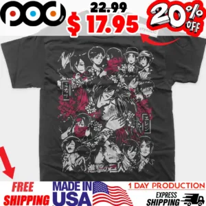 Attack On Titan Mikasa Eren and Mikasa Girl Anime AOT Graphic Shirt