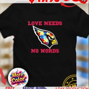 Autism Awareness Arizona Cardinals love needs no words Puzzle Pattern Bird Head shirt