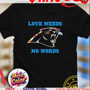 Autism Awareness Carolina Panthers love needs no words Puzzle Pattern shirt