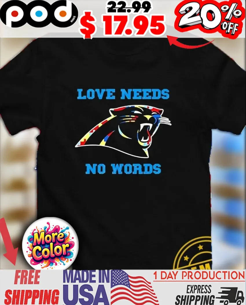 Autism Awareness Carolina Panthers love needs no words Puzzle Pattern shirt