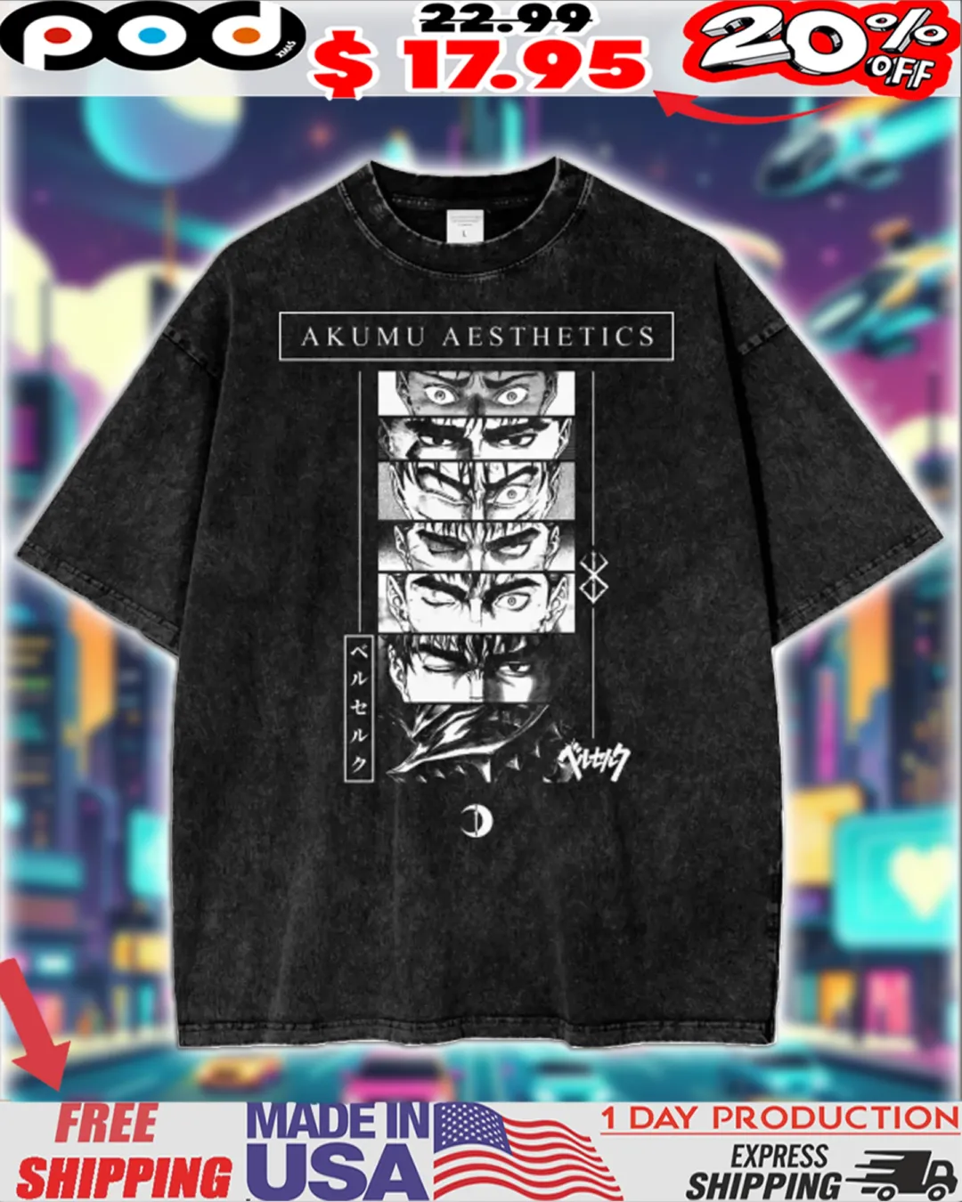 Berserk 'suffering Eyes' Anime Streetwear Shirt