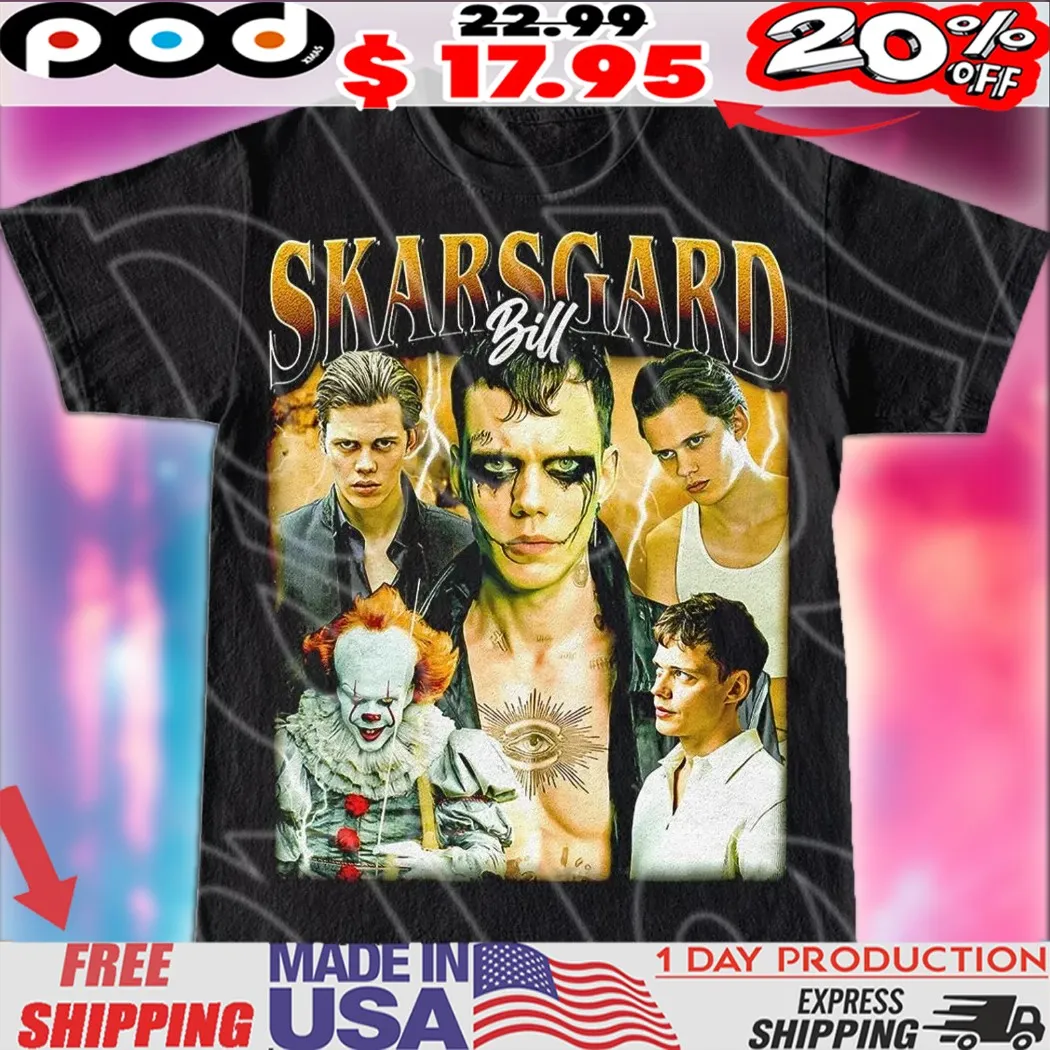 Bill Skarsgard Actor Vintage Bootleg Style Shirt