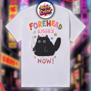 Black Cat Forehead Kisses Now Hand Draw Shirt