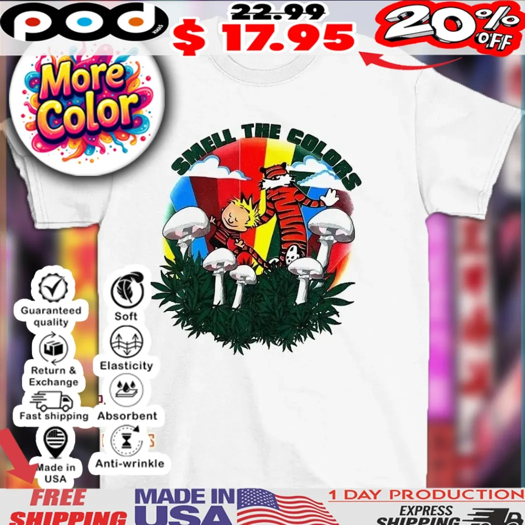 Calvin and Hobbes smell the colors shirt