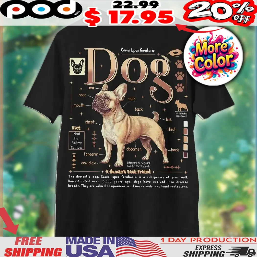 Canis lupus familiaris Bulldog Anatomy Animal Knowledge Dog Biology Novelty Graphic Shirt